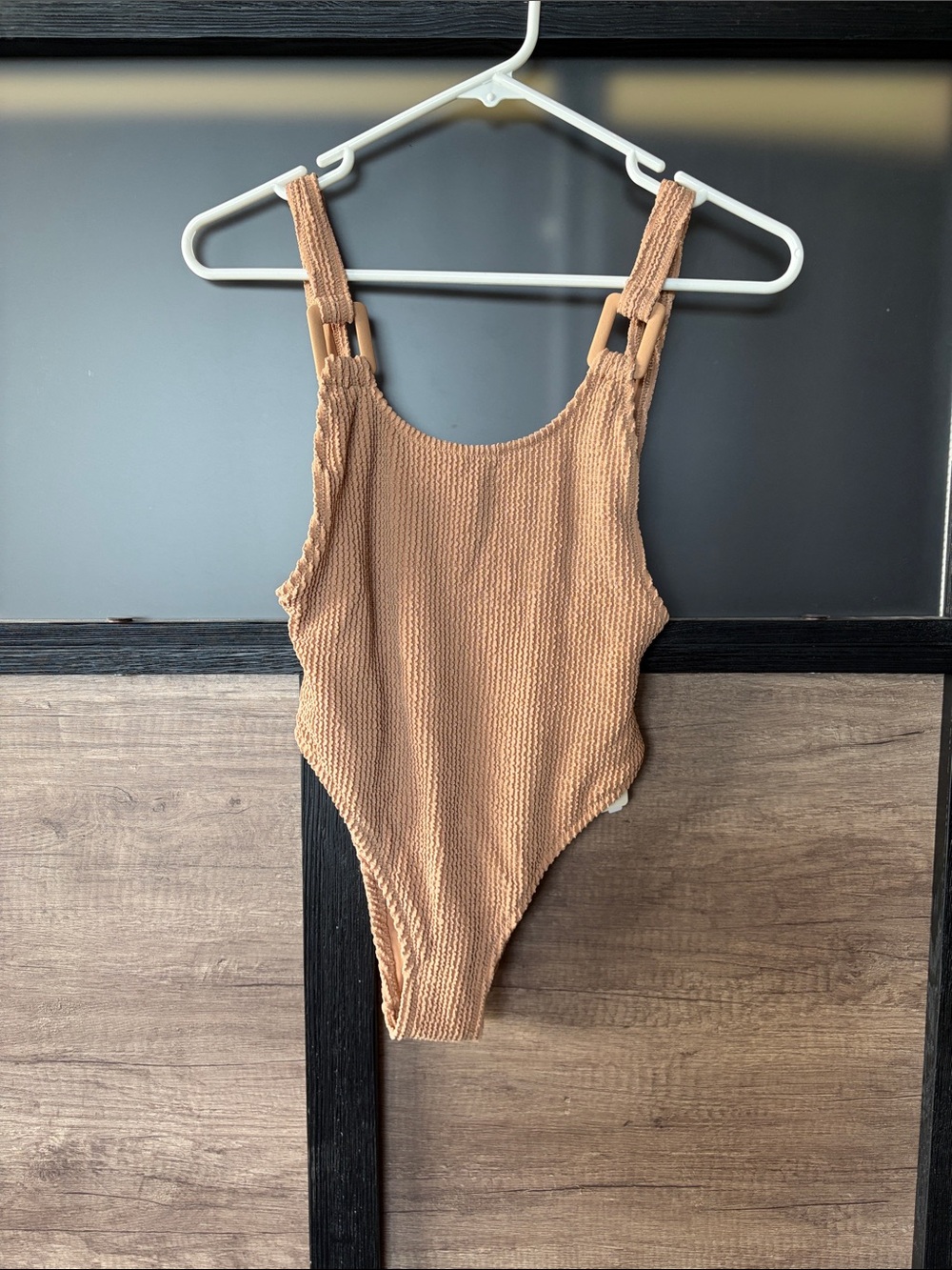 American Eagle Outfitters Tan Ribbed One-Piece Swimsuit